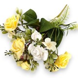 Buchet trandafir x5 H:33cm alb/galben
