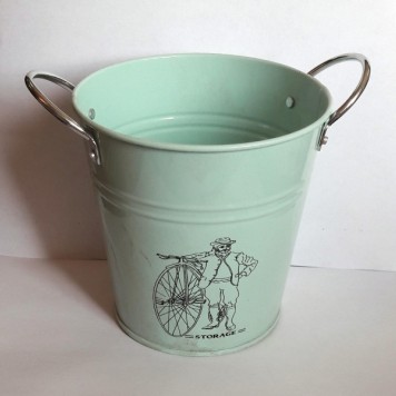 Galeata metal cu bicicleta 13cm mint