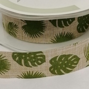 Banda decor cu frunze 25mmx10m crem