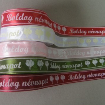 Banda decor cu inscriptie 2.5cmx25y roz