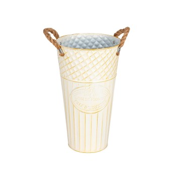 Vase din metal cu manere Loretta 18,5x30cm crem