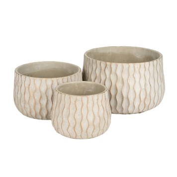 Set bol ciment Ripple S/3 16x12,5-27x17cm gri-auriu