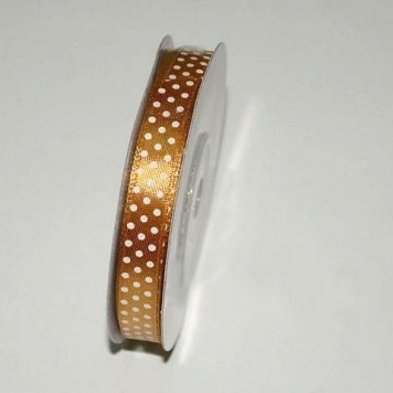 Bd. saten cu buline 1cmx25y auriu