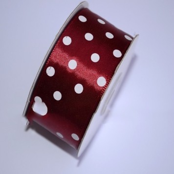 Banda dec. saten cu buline 3.8cmx25y bordeaux