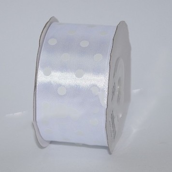 Banda dec. saten cu buline 3.8cmx25y alb