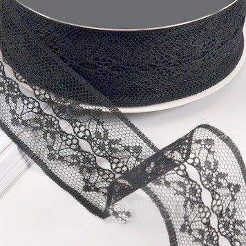 Banda decor dantela  4cm x22.86m negru