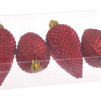 Ornament brad 8cm 4buc./pachet rosu