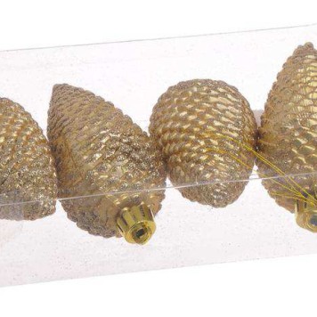 Ornament brad 8cm 4buc./pachet auriu