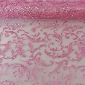 Organza cu glitter 36cmx5y roz