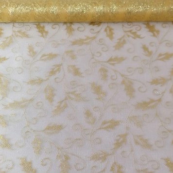 Organza cu glitter 36cmx5y auriu