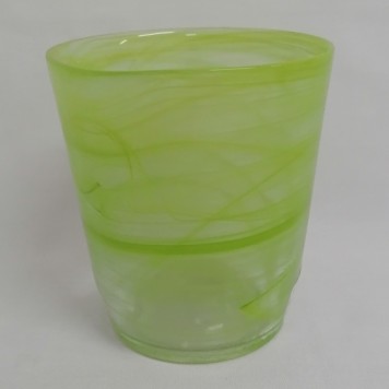 Bol din sticla cu model d14 h15cm verde d. mat