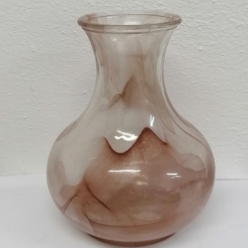 Vaza din sticla cu model 15x20cm roz