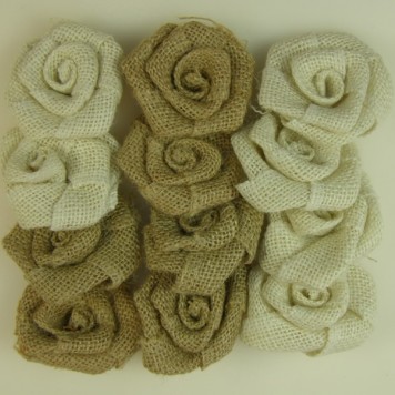 Flori din yuta 6cm s/12 alb natur