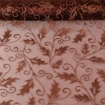 Organza cu glitter 36cmx5y maro