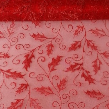 Organza cu glitter 36cmx5y rosu