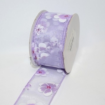 Banda decor cu flori 38mmx10m mov
