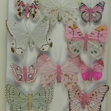 Fluturi cu clame 5-8cm S/10 roz