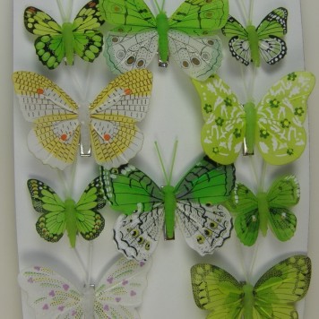 Fluturi cu clame 5-8cm S/10 verde