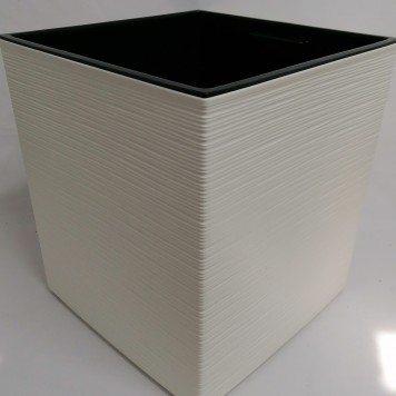 Ghiveci plastic juka cu dungi 40x40 crem