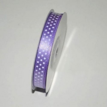 Bd.saten cu buline 1cmx25y mov deschis/alb