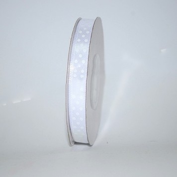 Bd.saten cu buline 1cmx25y alb/alb