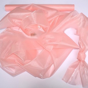 Organza saten 47cmx10m piersica & roz
