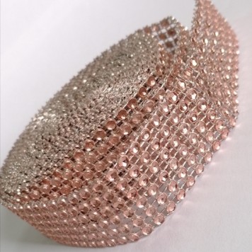 Banda decor stras 3cmx4.57m rose gold