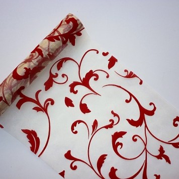 Organza sul catifea 23.5cmx5m crem/bordeaux