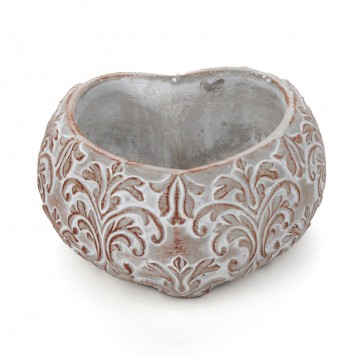 Bol inima din piatra Tendril 20x20x11cm gri-maro antic