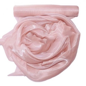 Organza saten 25cmx10m roz pudra