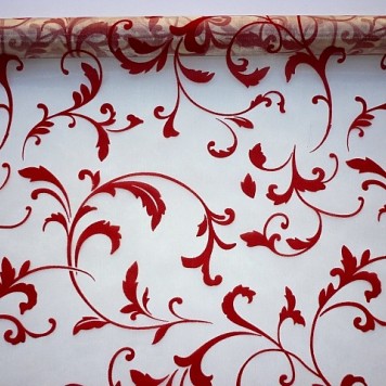 Organza sul catifea 47cmx5m crem/bordeaux