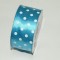 Banda decor saten cu buline 3.8cmx25y alb/turcoaz