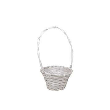 Cos din nuiele cu toarta 30x19/60cm alb