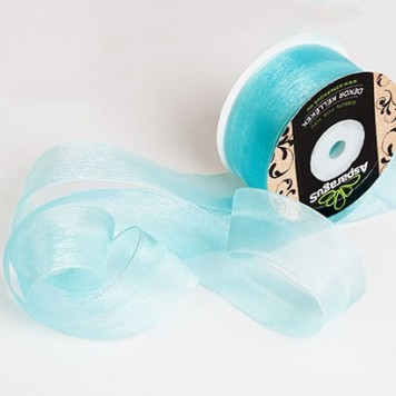 Banda decor organza 3,8cmx25m albastru deschis