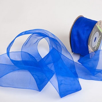 Banda decor organza 3,8cmx25m albastru