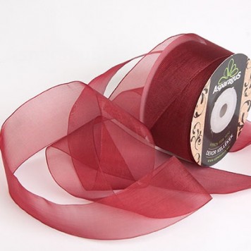 Banda decor organza 3,8cmx25m bordeaux