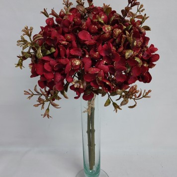 Buchet hortensie cu glitter 37cm rosu