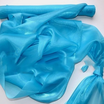 Organza saten 47cmx10m aqua deschis