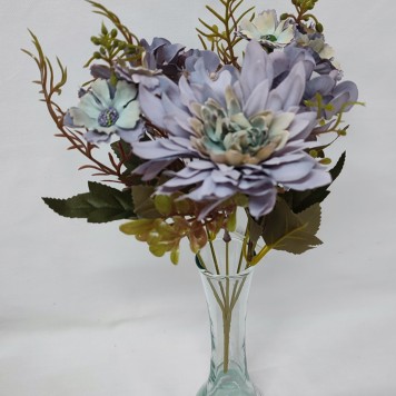 Buchet dalie + hortensii H:32cm gri