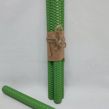Lumanare conice din ceara naturala 27x1.9cm verde menta