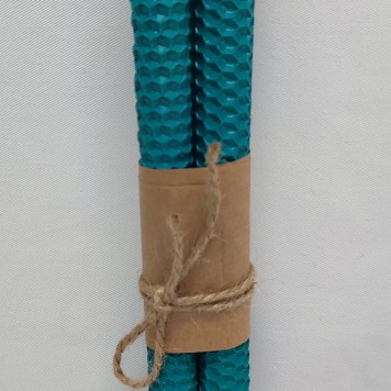 Lumanare conice din ceara naturala 27x1.9cm albastru