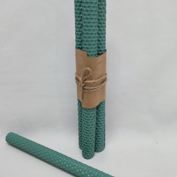 Lumanare conice din ceara naturala 27x1.9cm albastru pastel