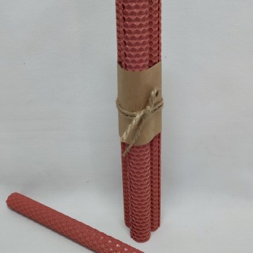 Lumanare conice din ceara naturala 27x1.9cm roz