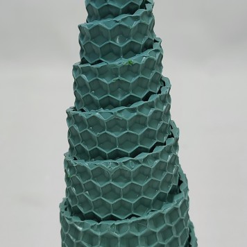 Lumanare tip brad din ceara naturala 13x4.5cm albastru pstel