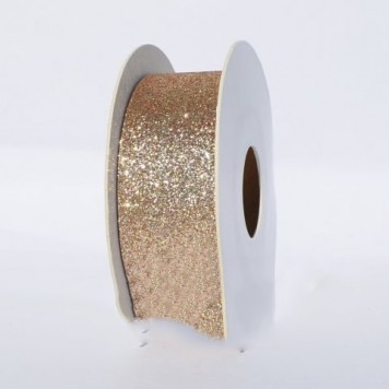Banda decor 25mmx10m cu glitter sampanie