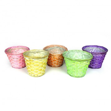 antikolt bambusz kaspó mix 16x12cm 8db/csomag zöld-sárga-rózsaszín