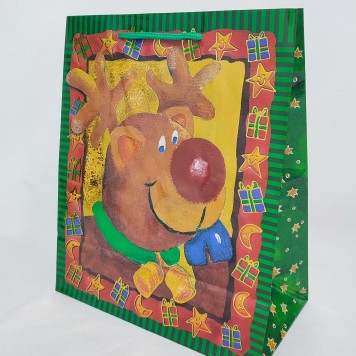 Pungi cadou Craciun 26.5X32X14cm cu ren