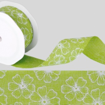 Banda decor cu flori 38mmx10m verde
