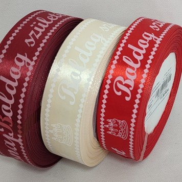 Banda decor cu inscriptie 2.5cmx25y rosu