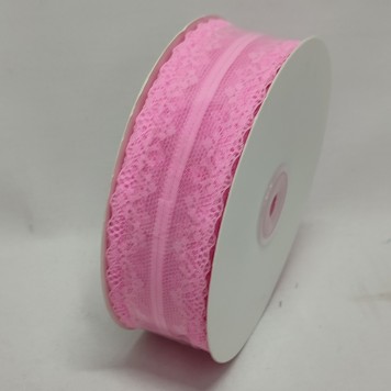 Banda decor dantela 38mm roz inchis